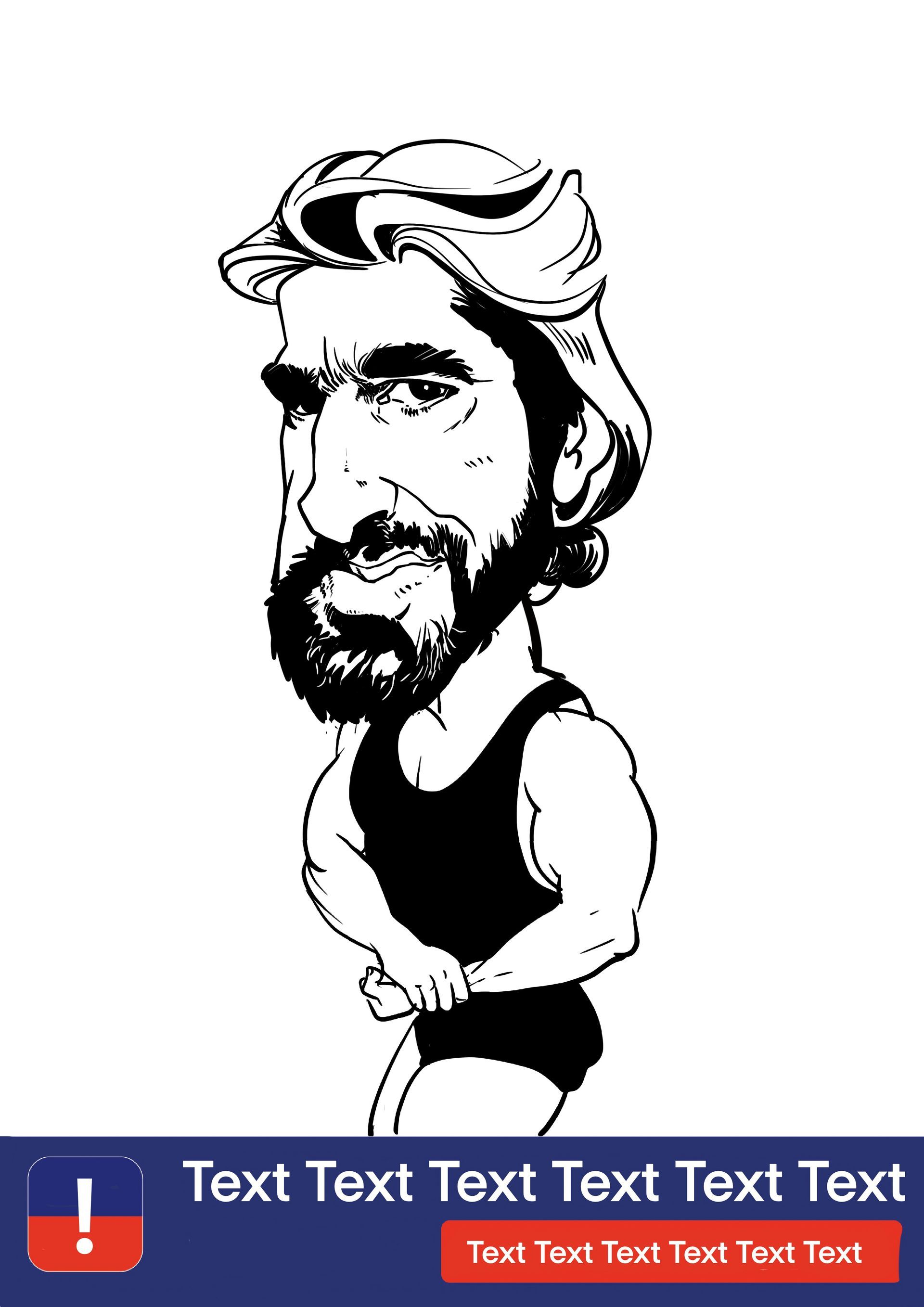 eine Schwarz-Weiß-Karikatur eines Mannes mit Bart in Badehose .