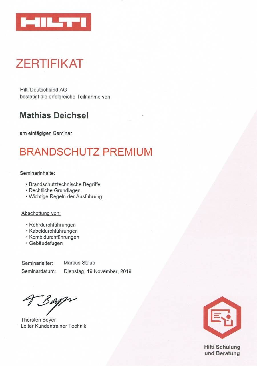 Brandschutz-Zertifikat