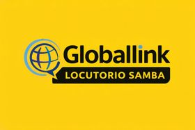 Logotipo de Globelink sobre fondo azul: icono de globo terr&aacute;queo dentro de un