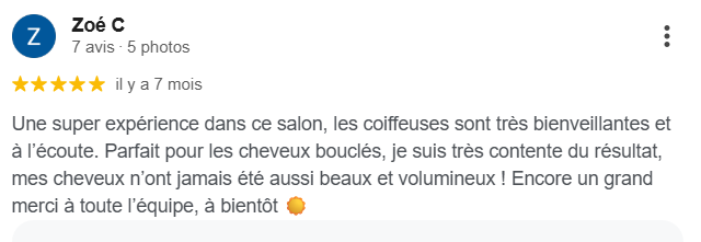 Avis Google de Zoé
