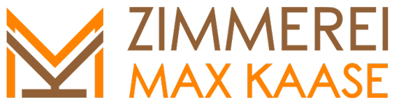 A logo for zimmerei maxkaase in orange and brown