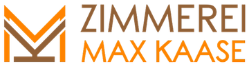 A logo for zimmerei maxkaase in orange and brown