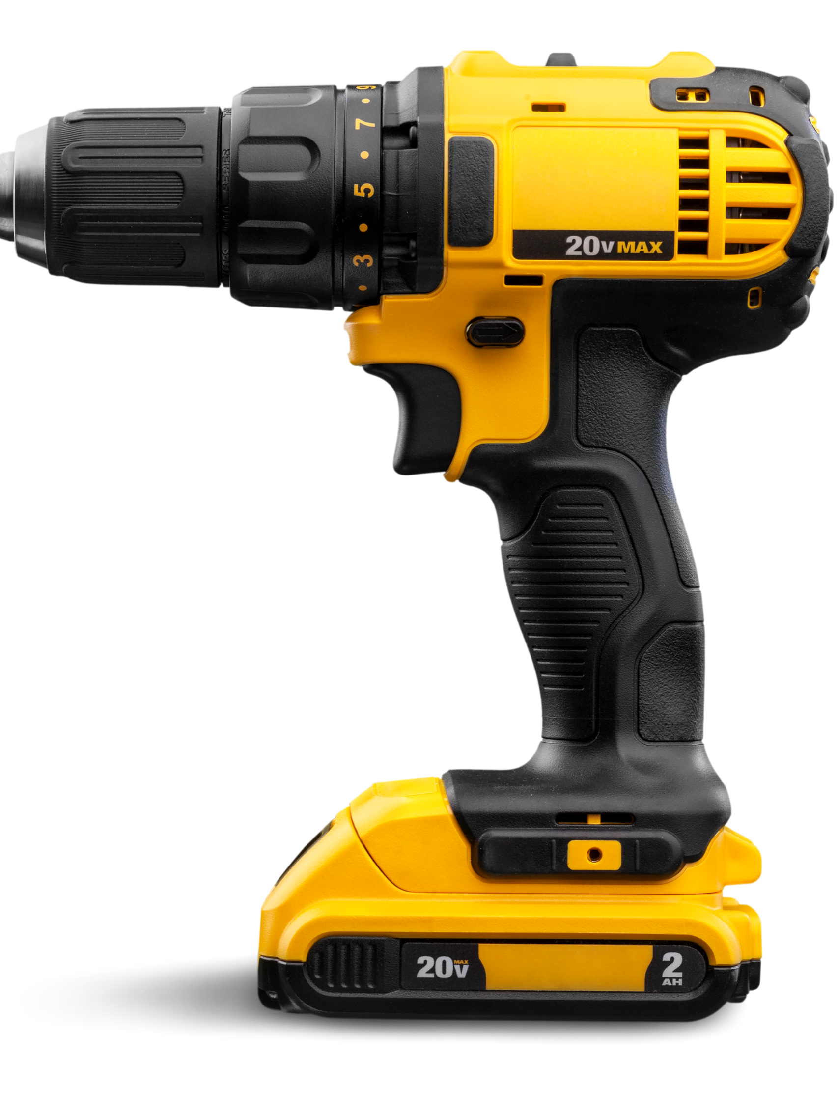 Perceuse électrique sans fil jaune et noire avec batterie.