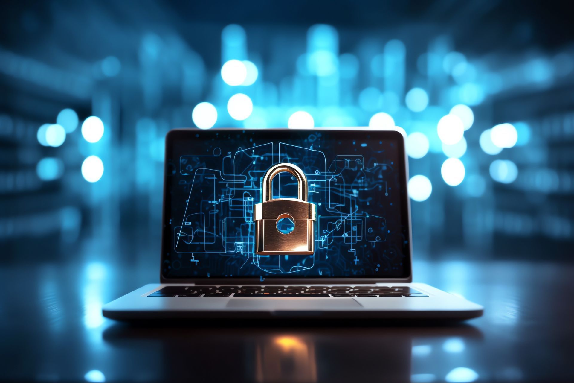 Una computadora portátil con un candado en la pantalla.