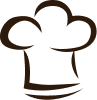 Icône de chapeau de chef (contour) marron foncé sur fond blanc
