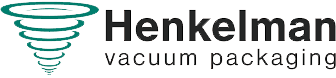 Henkelman-Logo für Vakuumverpackungen mit schwarzem Text und grünem Spiralsymbol