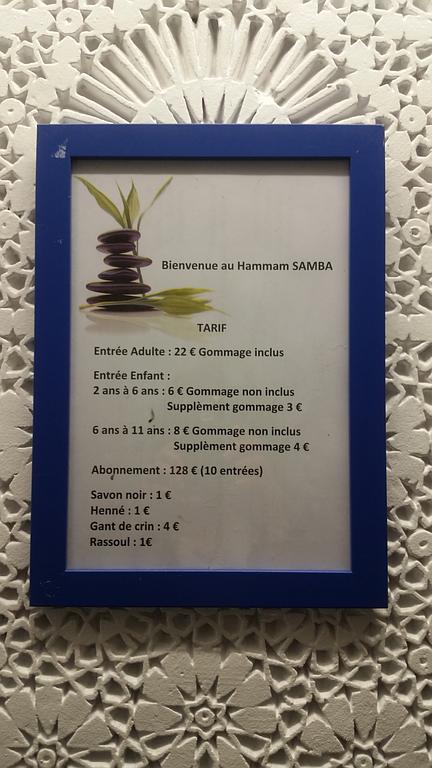 Tarifs de Hammam Samba en Seine-Saint-Denis (93)