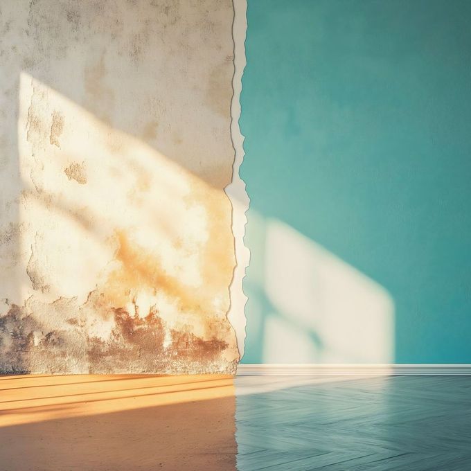 Sol et mur avant et après une rénovation