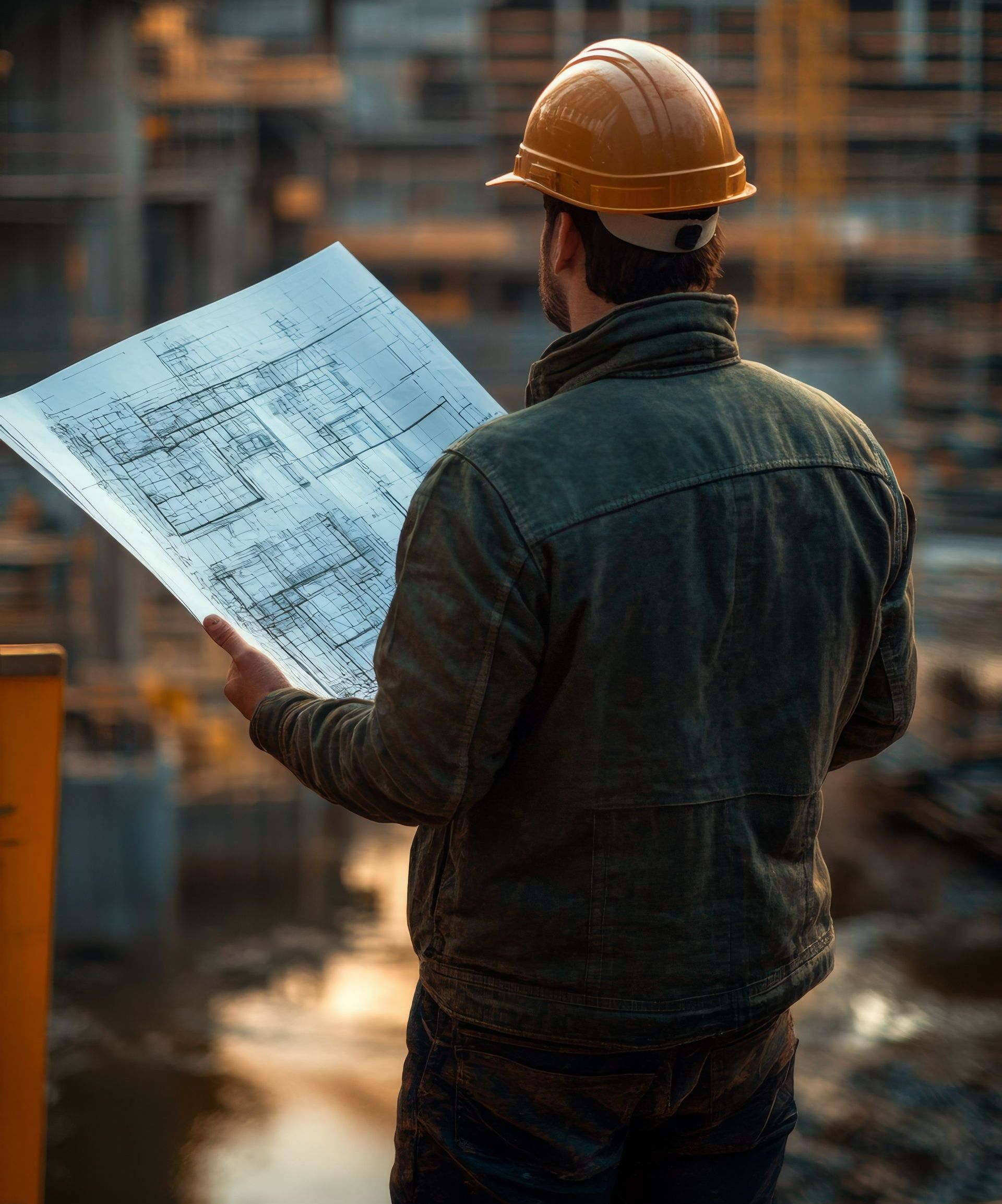 Maitre d'œuvre qui regarde un plan