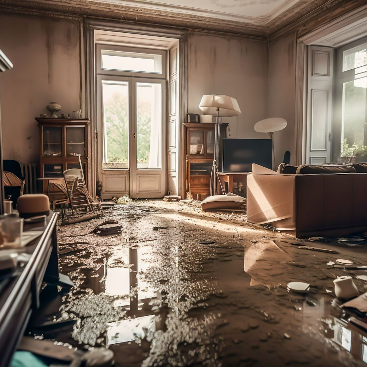 Pièce sinistrée suite à une inondation