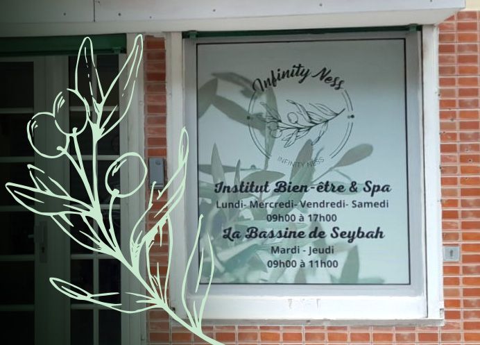Vitrine d'un institut bien-être et spa.