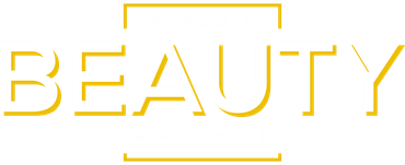 Das Wort „BEAUTY“ in einer goldenen, modernen Serifenschrift, umrahmt von dünnen goldenen horizontalen Linien.