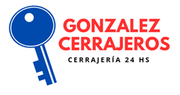 A logo for gonzález cerrajeros with a blue key
