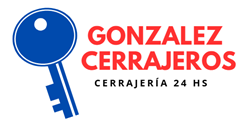 A logo for gonzález cerrajeros with a blue key