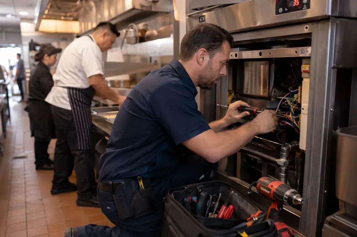 Cucarachas arrastrándose sobre migas y baldosas en el piso cerca de una pared.