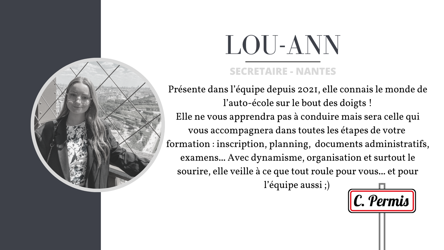 photo de Lou-Ann avec sa description, secrétaire