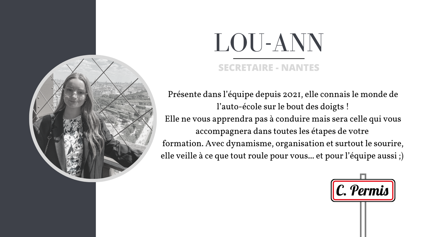 photo de Lou-Ann avec sa description, secrétaire