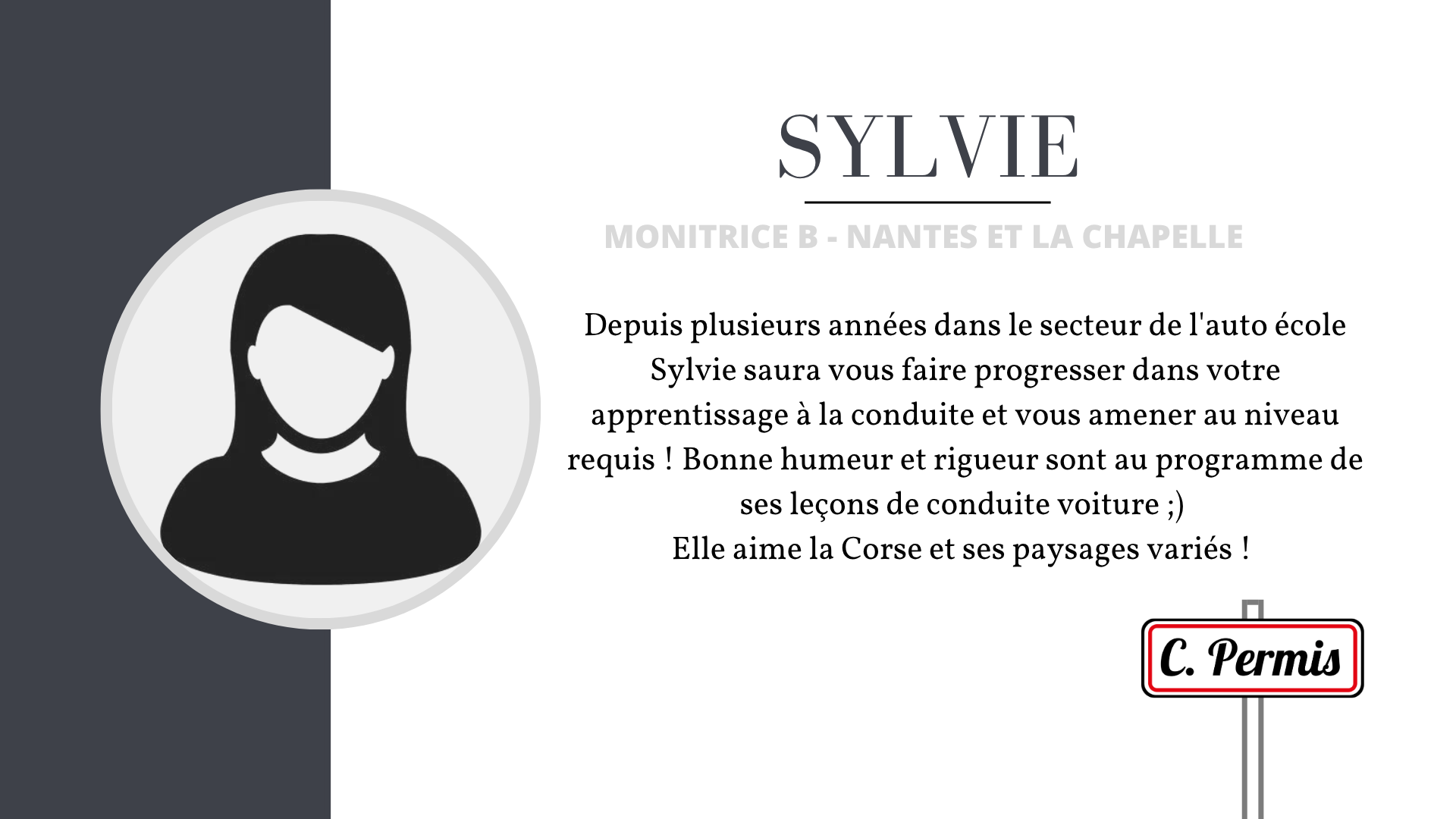 Description de Sylvie, moniteur voiture
