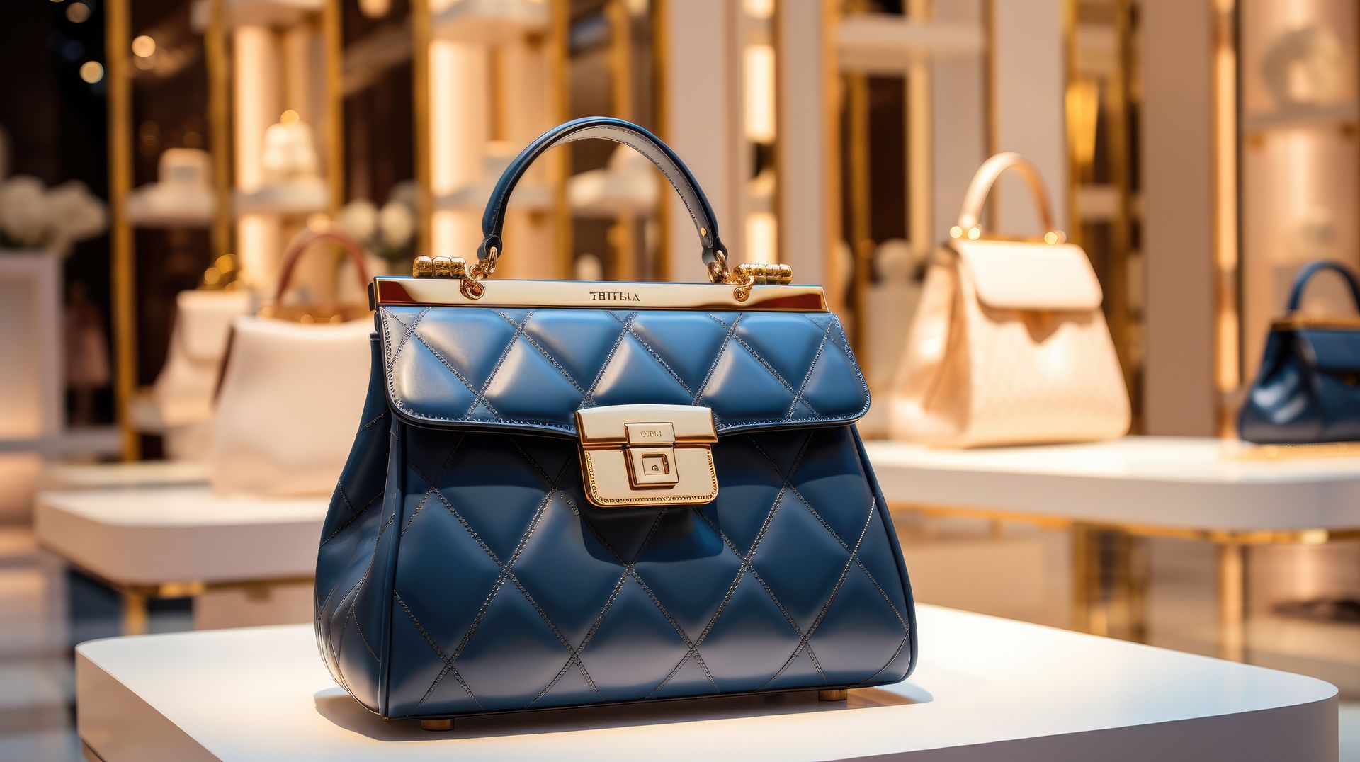 Markenhandtasche Schwarz, Gold