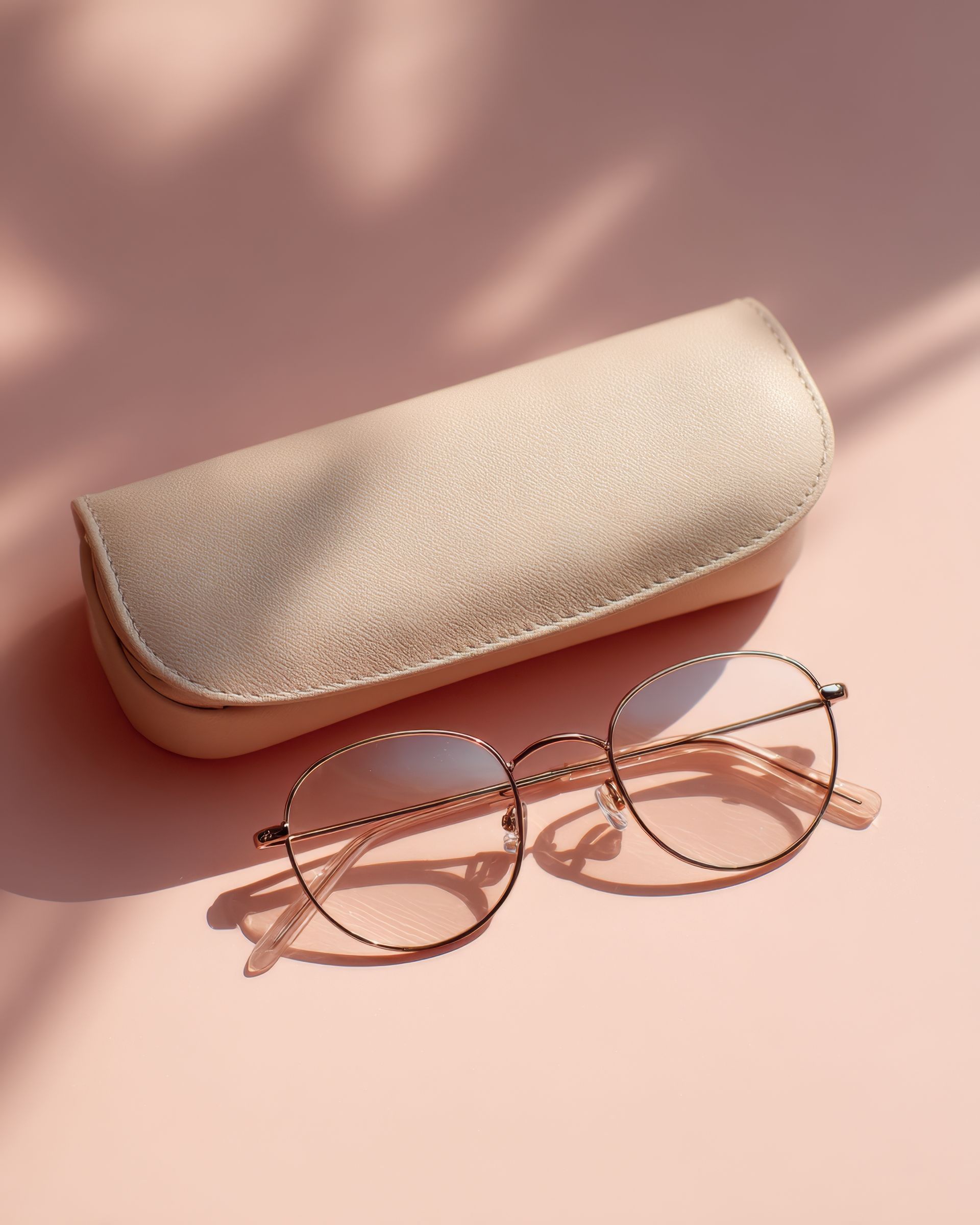 Une paire de lunettes et un boîtier.