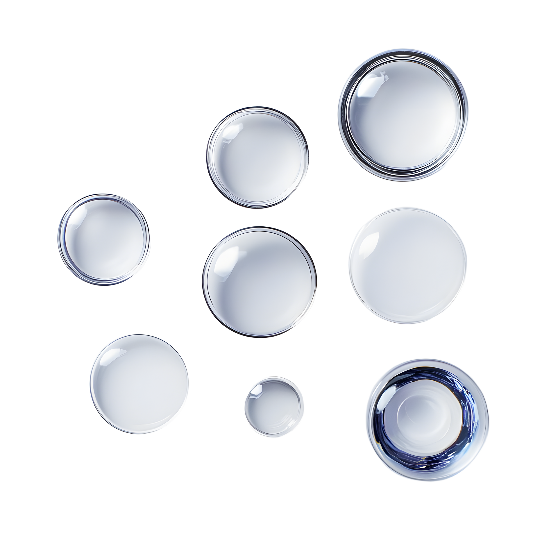 Des lentilles de contact de différentes tailles.