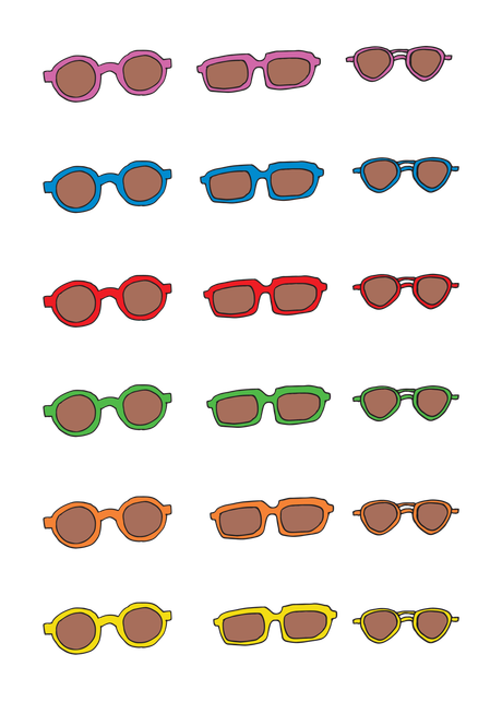 Des lunettes de différentes couleurs.