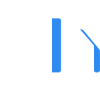 Barre verticale bleue à côté d'une ligne bleue inclinée vers le bas.