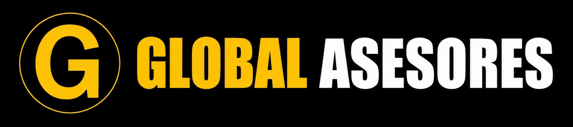 Logotipo global de AseSORES con icono G amarillo y texto en negrita amarillo y blanco sobre fondo negro.