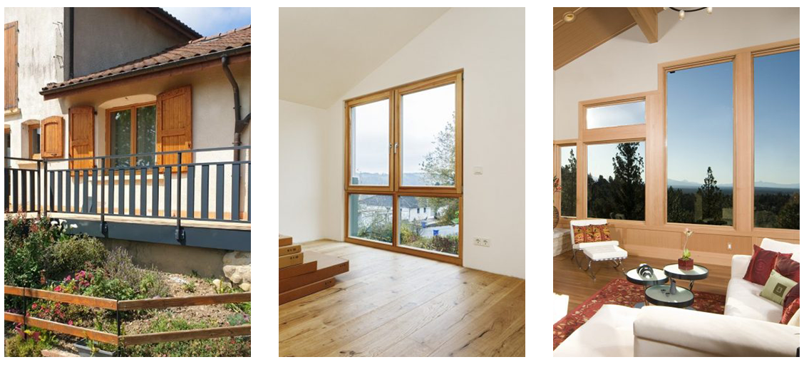Montage photo de différentes fenêtres en bois