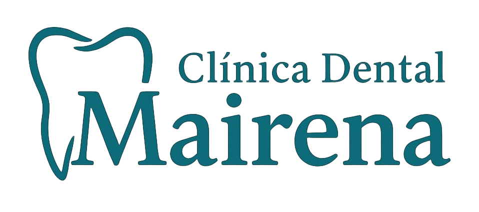 Logotipo de Clínica Dental Mairena que muestra un icono de un diente de color verde azulado junto al nombre de la empresa