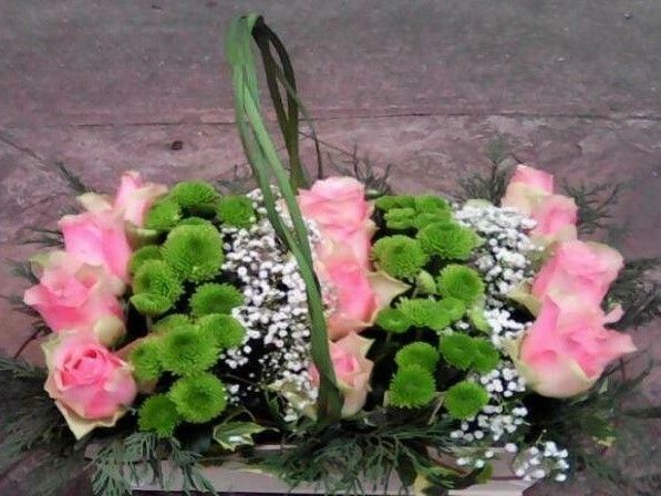Panier rose- fleurs funéraires