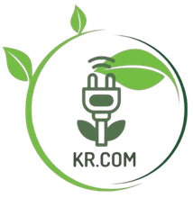 Un logo pour kr.com avec une plante et une prise