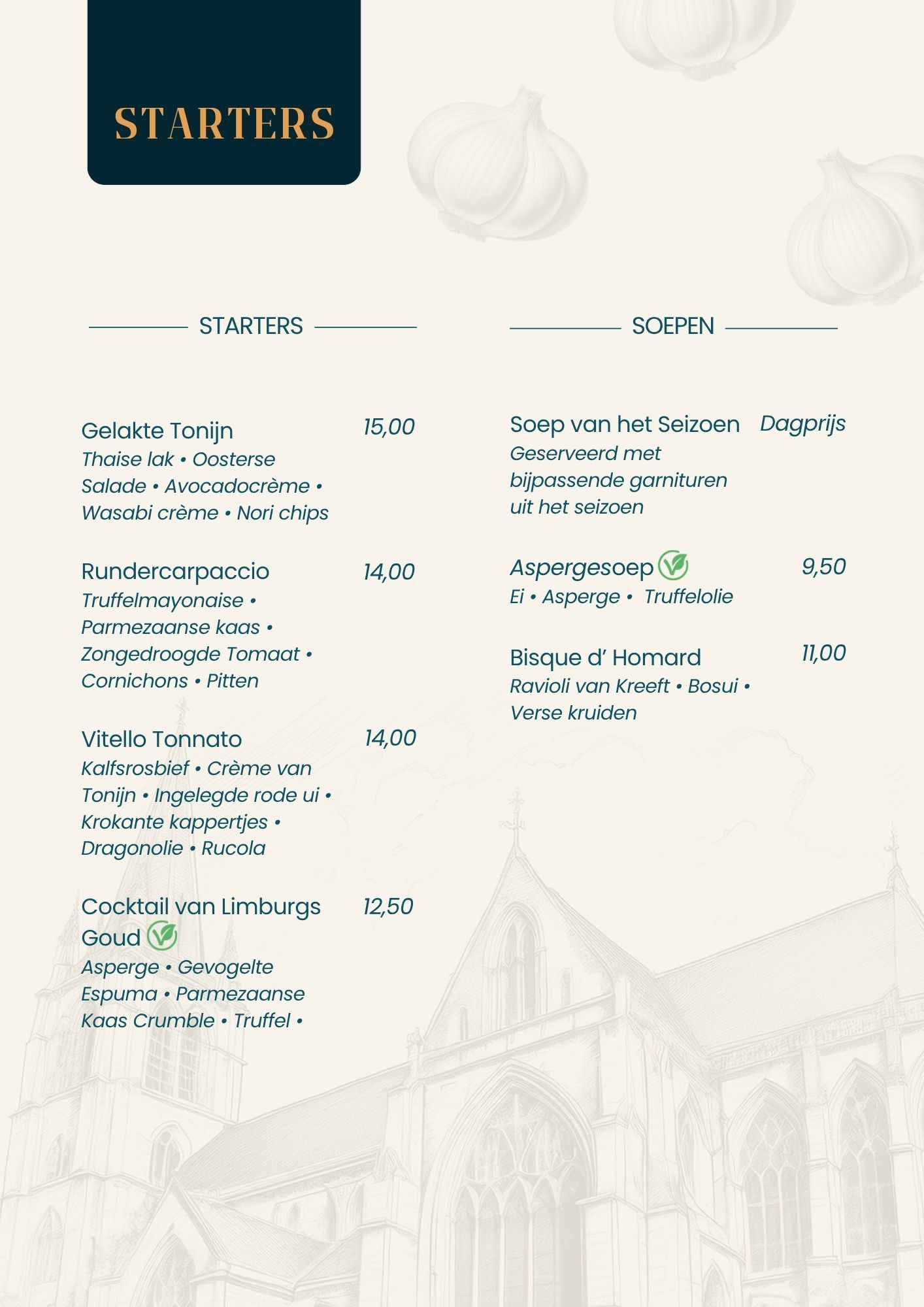 Dinerkaart Hotel Restaurant Crasborn 
