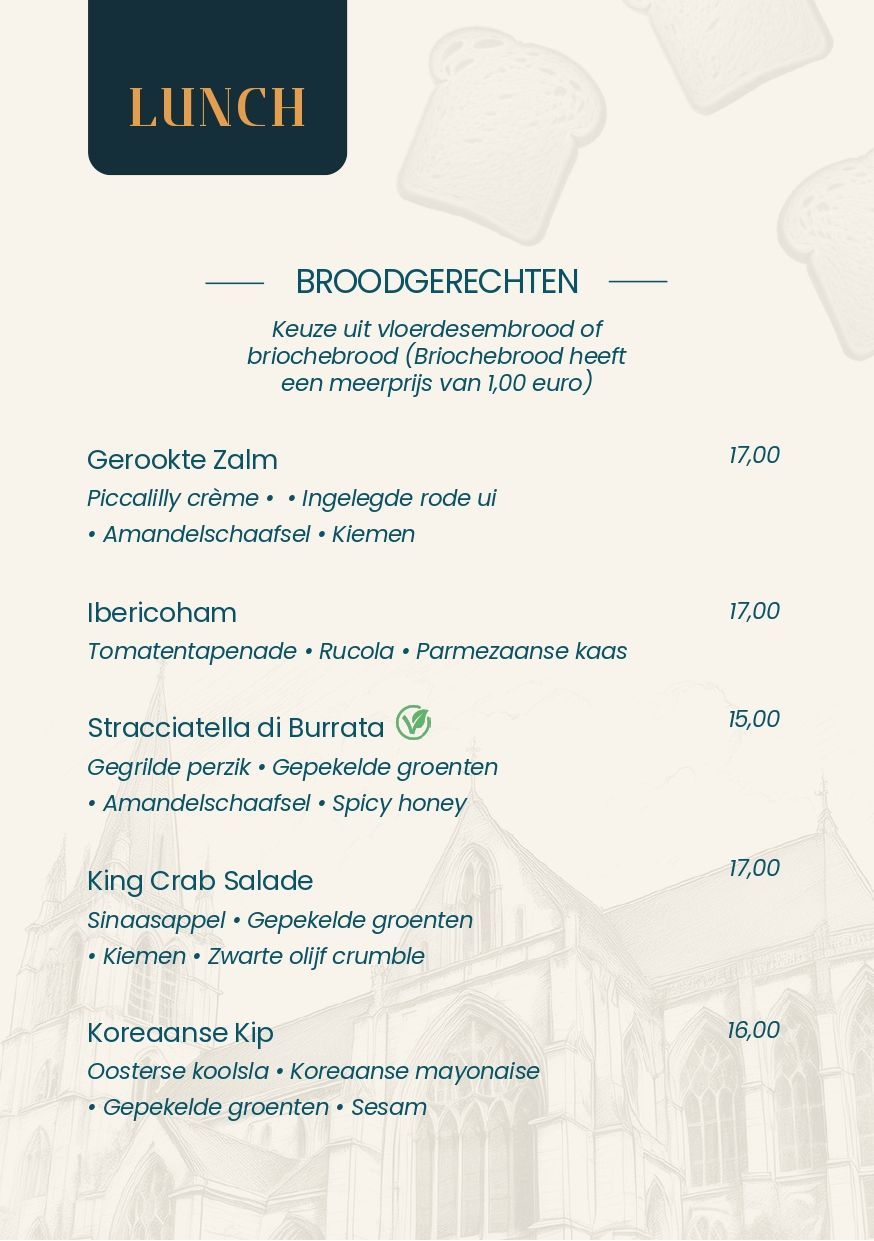 Een menukaart voor een restaurant met daarop een afbeelding van een huis.