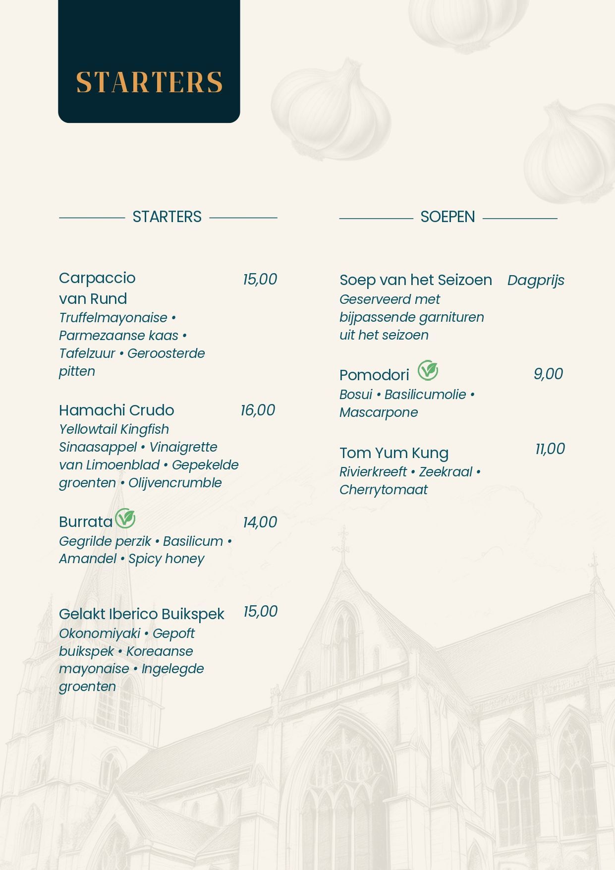 Dinerkaart Hotel Restaurant Crasborn 