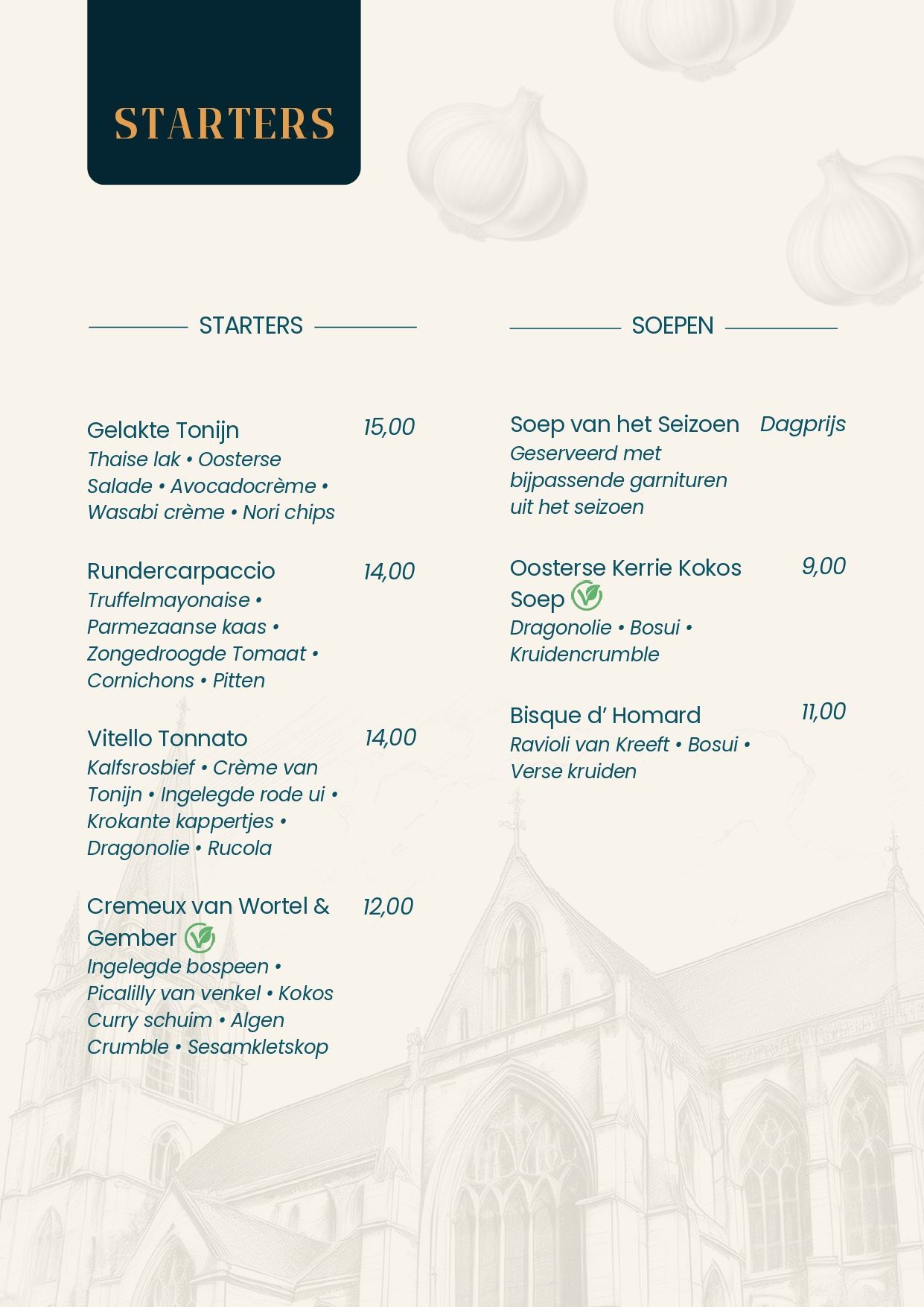 Dinerkaart Hotel Restaurant Crasborn 