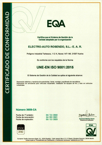 Un certificado que dice eqa