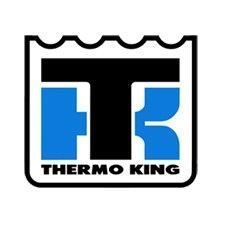 El logotipo de Thermo King es azul y negro.