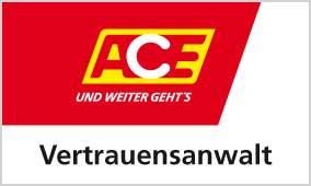 Ein rot-gelbes Logo für Ace Vertragsanwalt.