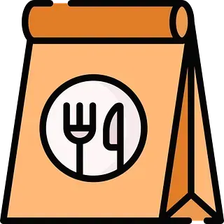 Una bolsa de papel con un tenedor y una cuchara dentro.