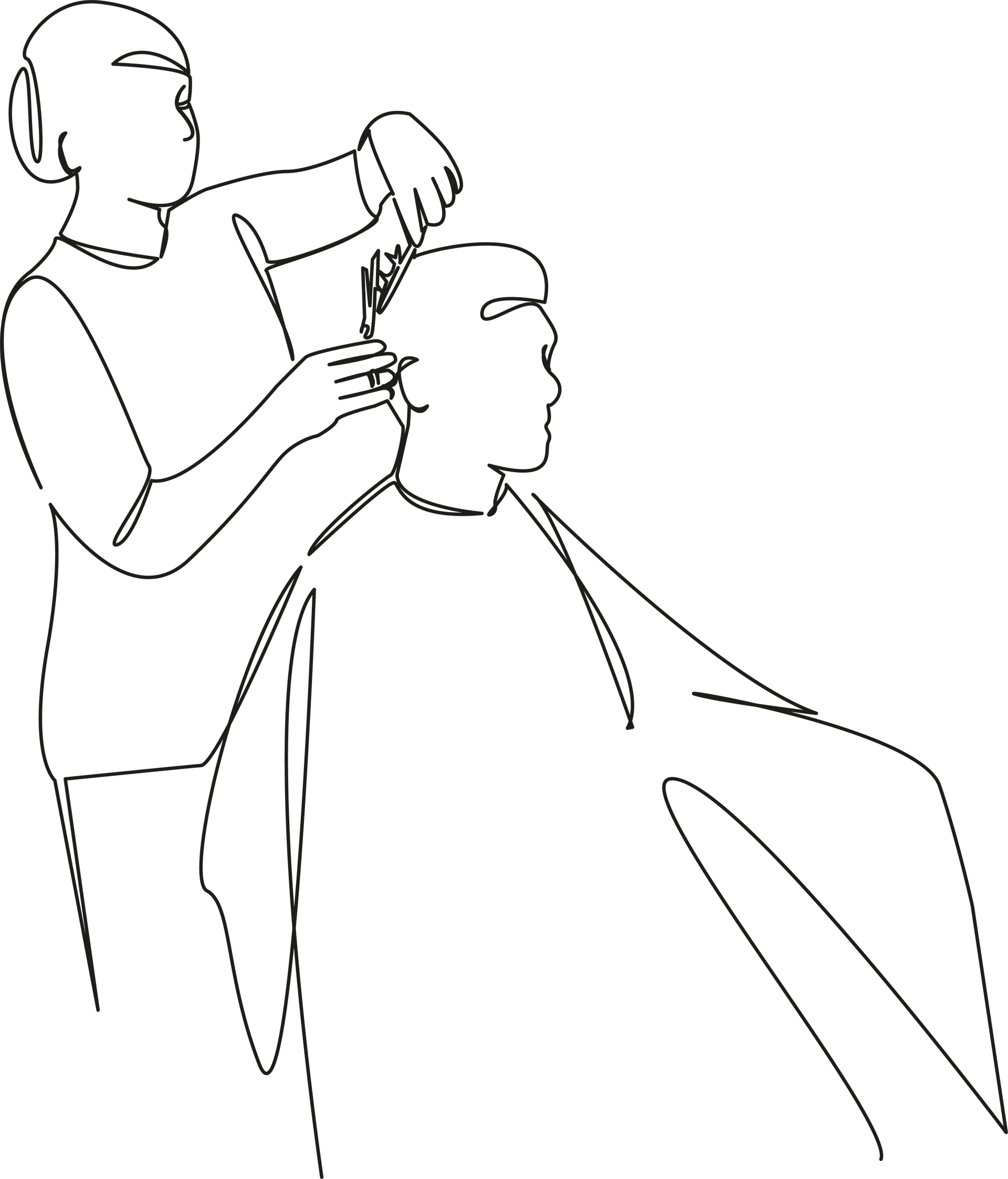 Client assis dans un fauteuil se faisant coiffer