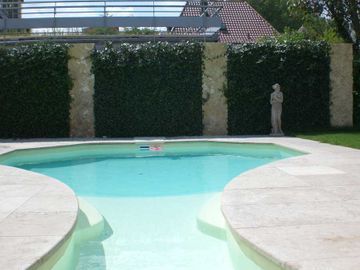 Romantischer Garten Swimming Pool Antike Statue