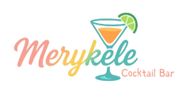 Logotipo para el bar de c&oacute;cteles Merykele que muestra una copa de martini con una bebida de naranja y una rodaja de lima