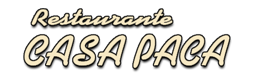 Logotipo del Restaurante Casa Paca, con las palabras en una tipograf&iacute;a estilizada de color crema sobre un fondo blanco.