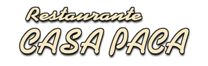 Logotipo del Restaurante Casa Paca, con las palabras en una tipograf&iacute;a estilizada de color crema sobre un fondo blanco.