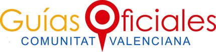 Logotipo de Guías Oficiales Comunitat Valenciana en naranja y rojo con un pin de ubicación.