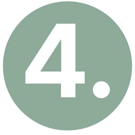 Número 4 blanco con punto, dentro de un círculo verde claro.