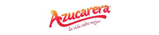 Logotipo para Azucarera, una empresa azucarera, que presenta el nombre de la marca en rojo, con un eslogan.