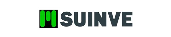 Logotipo de Suinve: barras verdes en un cuadrado negro, texto gris.
