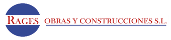 Logotipo de RAGES OBRAS Y CONSTRUCCIONES SL Círculo azul con el nombre "RAGES" en su interior.